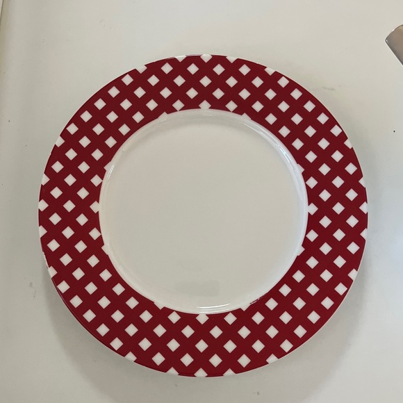 Pfaltzgraff Kenna Red Salad Plates Set Of 4 Red Check gingham Border Exc Cond - Picture 5 of 9